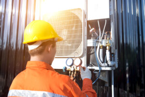 A professional air conditioner technician