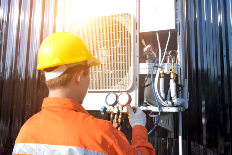 A professional air conditioner technician
