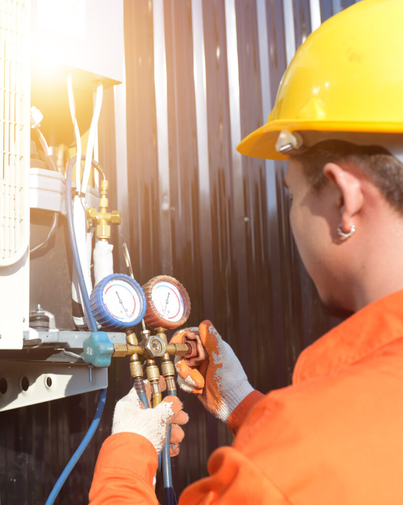 A professional air conditioner technician