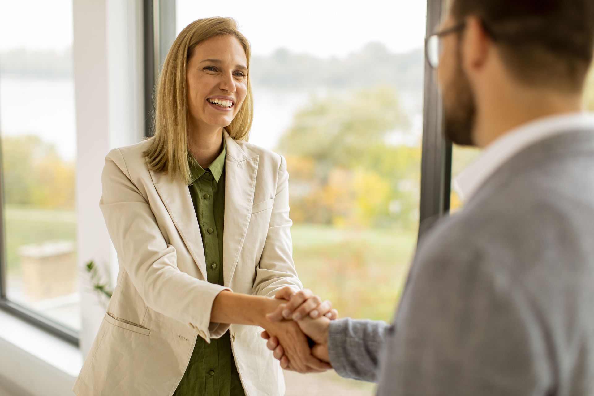 business people handshaking in the office