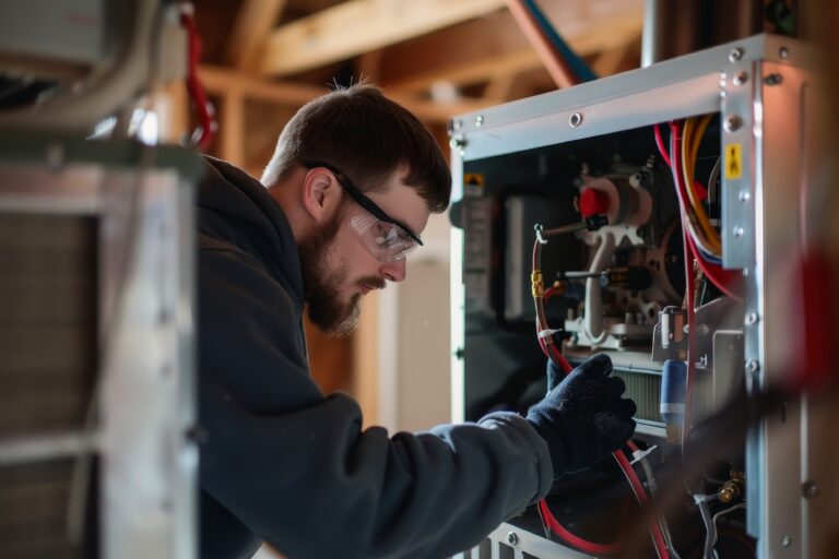 an HVAC technician performing HVAC repairs