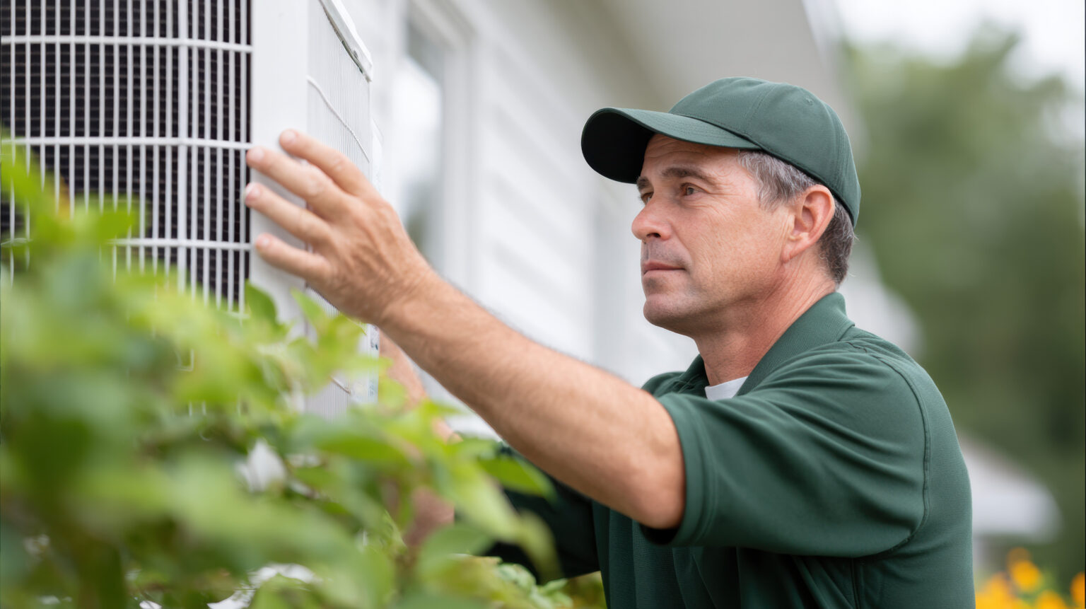 technician installing a new HVAC system